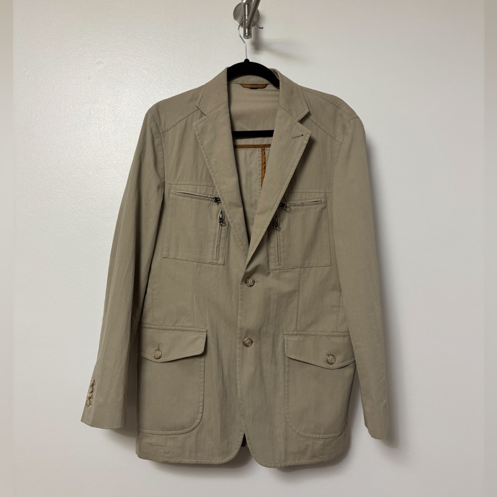 Men's Kroon Utility Blazer Button Up Fall Casual Jacket Tan Beige 38R